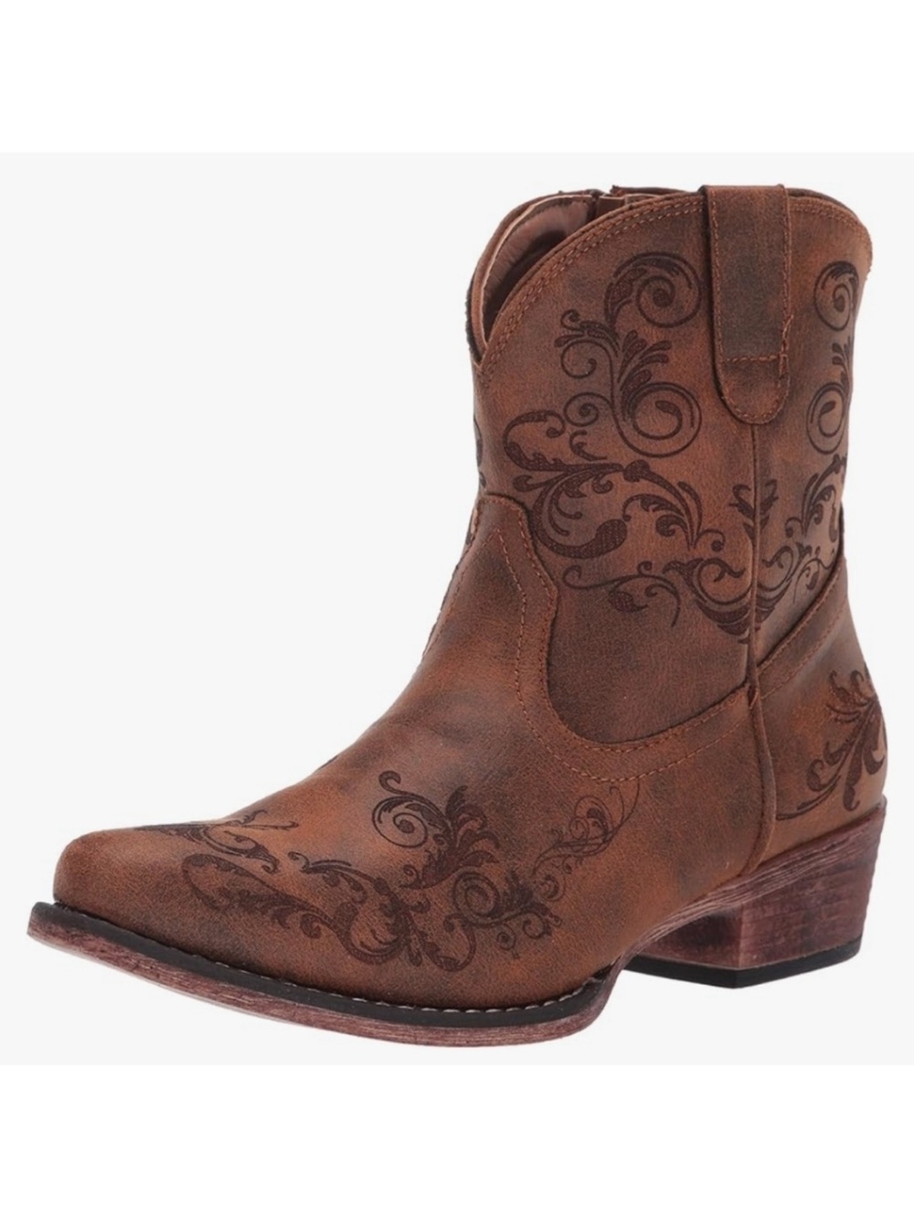Roper Women’s Short Stuff Embroidery Snip Toe Casual Boots Size 6.5